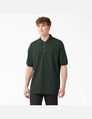 Dickies Adult Size Pique Corta Sleeve Polo Verdes | DQINKT193