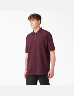 Dickies Adult Size Pique Corta Sleeve Polo Vino | NOQRGK928