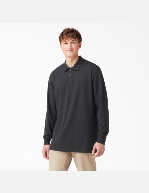 Dickies Adult Size Pique Long Sleeve Negros | FPZBHC176