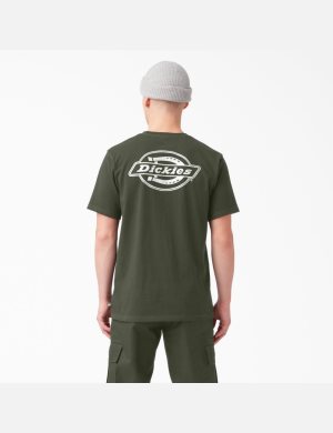 Dickies Back Logo Estampados Verde Oliva Verdes | XUFOVJ540