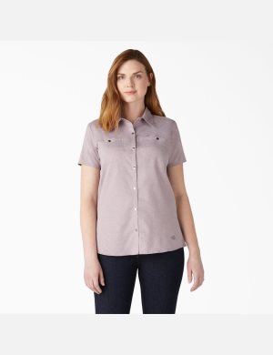 Dickies Cooling Corta Sleeve Trabajo Morados | NMLXHB836