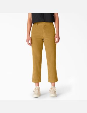 Dickies Corduroy Cropped Marrom Blancos | XVRZDK920