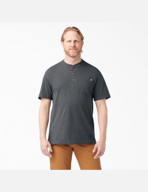 Dickies Corta Sleeve Heavyweight Henley Grises | OFPKCW985