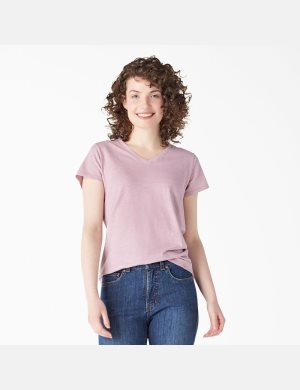 Dickies Corta Sleeve V-Neck Morados | ZWEVMI195