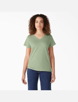 Dickies Corta Sleeve V-Neck Verdes | EMRUJW473