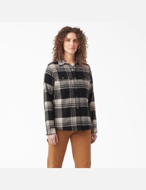 Dickies DuraTech Renegade Flannel Beige Negros | ZKYIOH683