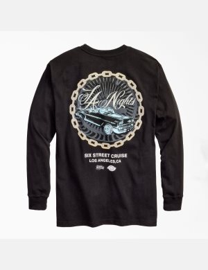 Dickies Estevan Oriol x LA Nights Long Sleeve Negros | VGNEIW720