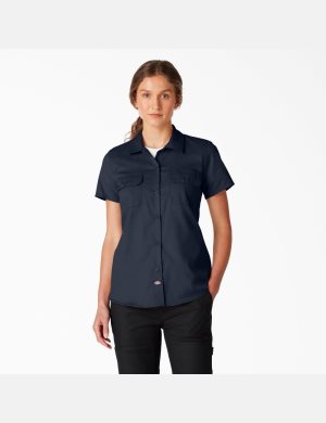 Dickies FLEX Corta Sleeve Trabajo Azul Marino | BJIWEY869