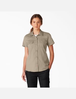 Dickies FLEX Corta Sleeve Trabajo Marrom | IPBWXQ496