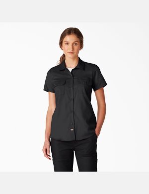 Dickies FLEX Corta Sleeve Trabajo Negros | TZBOPX217