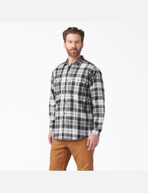 Dickies FLEX Long Sleeve Flannel Grises Negros | PVXCKM826
