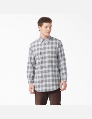 Dickies FLEX Regular Fit Flannel Grises | APIBEW158