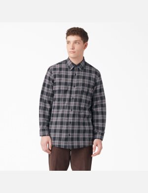 Dickies FLEX Regular Fit Flannel Vino Negros | VLUQDT958