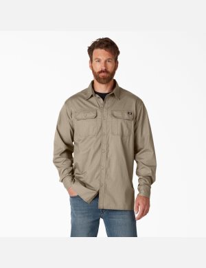 Dickies FLEX Ripstop Long Sleeve Marrom | PLDSAN796