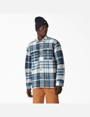 Dickies Flannel Acolchado Forro Creme Azules | CQWUPL013