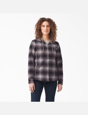 Dickies Flannel Encapuchado Morados Negros | FJOWSC824