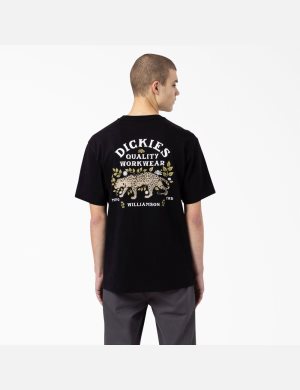 Dickies Fort Lewis Estampados Corta Sleeve Negros | PIZXKS715