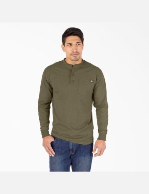 Dickies Heathered Heavyweight Henley T-Shirt Verdes | YFVOQD630