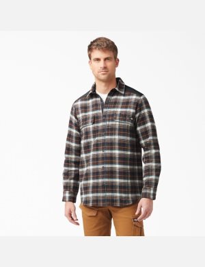 Dickies Heavyweight Brawny Flannel Chocolate Marrom | FHXLDU632