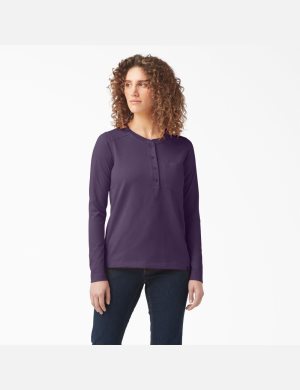 Dickies Heavyweight Henley Morados | EIAVUR918
