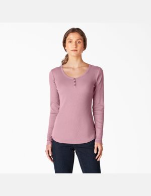 Dickies Henley Shirt Morados | UFQVKA347