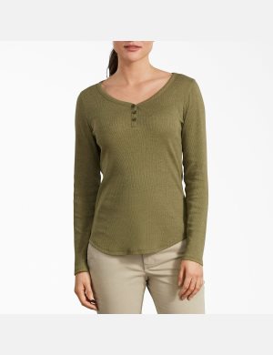 Dickies Henley Shirt Verde Oliva | UMBXDY526