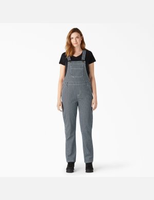 Dickies Hickory Stripe Boyfriend Fit Bib Stripes | QUGDKF964