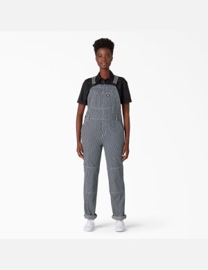 Dickies Hickory Stripe Double Knee Bib Stripes | FCGJLV148