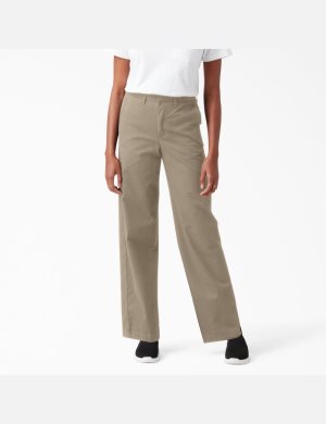 Dickies High Rise Anchos Leg Twill Marrom | NWQOJL862