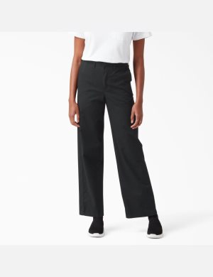 Dickies High Rise Anchos Leg Twill Negros | BXRAZM895