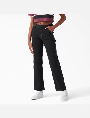 Dickies High Waisted Carpenter Negros | AVLHJU385