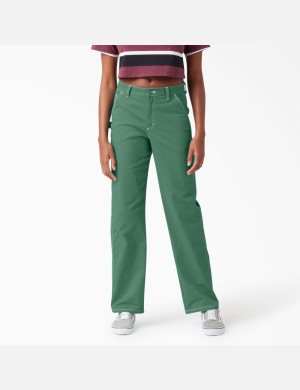 Dickies High Waisted Carpenter Verdes Oscuro | PJQEZT741