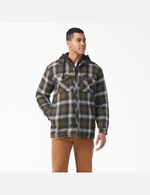 Dickies Hydroshield Flannel Verde Oliva Oscuro Negros | WIGHJO823