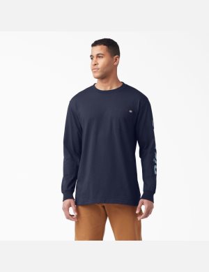 Dickies Logo Estampados T-Shirt Azul Marino | RDQBYN195