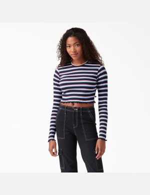 Dickies Long Sleeve A Rayas Vino | YBKFNA513