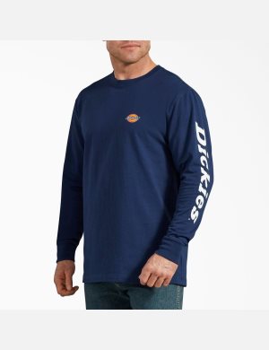 Dickies Long-Sleeve Estampados Azules Oscuro | IGQOVY473