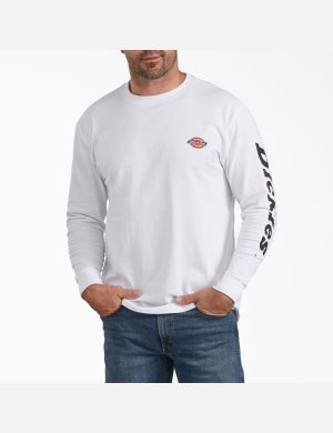Dickies Long-Sleeve Estampados Blancos | URWLSZ398