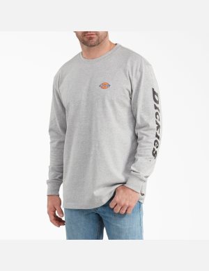 Dickies Long-Sleeve Estampados Grises | ATUYKQ697