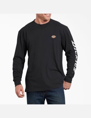 Dickies Long-Sleeve Estampados Negros | ICKZXH256