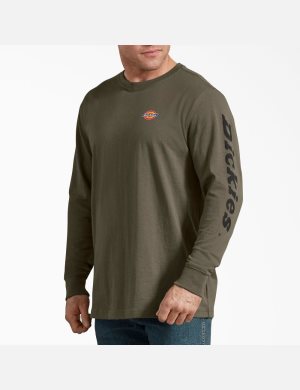 Dickies Long-Sleeve Estampados Verdes | HBDELF362