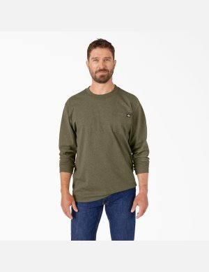 Dickies Long Sleeve Heathered Heavyweight Crew Neck Verdes | MTFCWU158