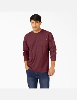 Dickies Long Sleeve Heathered Heavyweight Crew Neck Vino | VYOZED723
