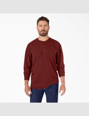 Dickies Long Sleeve Heavyweight Henley Marrom | ZDAGBH789