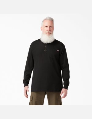 Dickies Long Sleeve Heavyweight Henley Negros | OZGICD403
