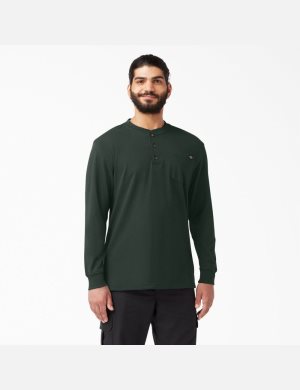Dickies Long Sleeve Heavyweight Henley Verdes | DOJEPA604