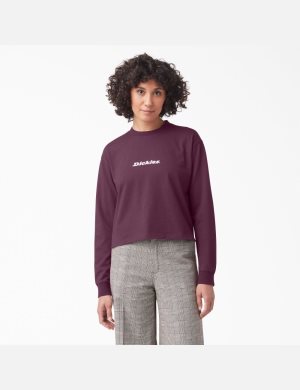 Dickies Long Sleeve Script Logo Morados Vino | ABLFVG368