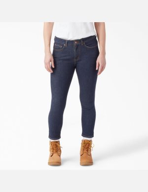Dickies Perfect Shape Denim Flaco Fit Capri Azules Azules | CWJUST204