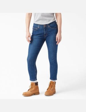 Dickies Perfect Shape Denim Flaco Fit Capri Azules Azules | FSKNTU473