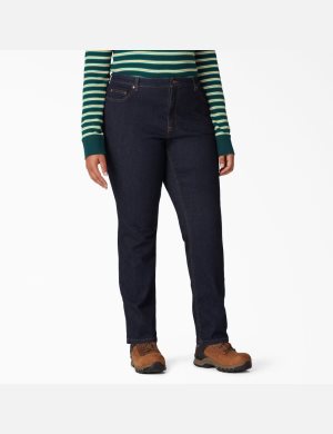 Dickies Perfect Shape Plus Directo Leg Stretch Denim Azules Azules | ADHXKO750