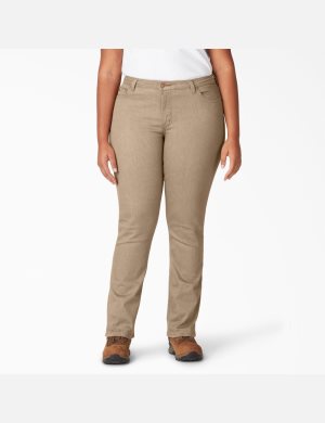 Dickies Perfect Shape Plus Directo Leg Stretch Denim Marrom | FVBPDM349